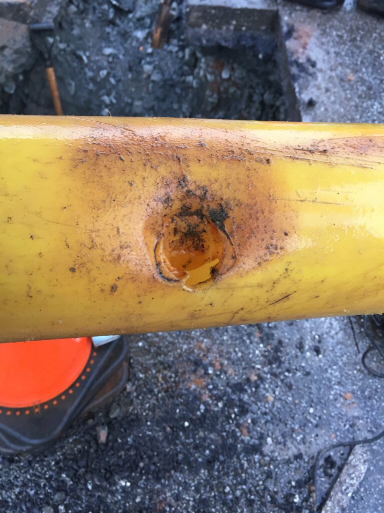 photo of damaged conduit at safe digging event