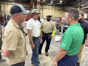 Greer CPW employees at Kusters Water in Spartanburg discussing the upcoming wastewater treatment plant expansion.