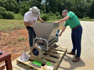 Greer CPW employees at Kusters Water in Spartanburg discussing the upcoming wastewater treatment plant expansion.