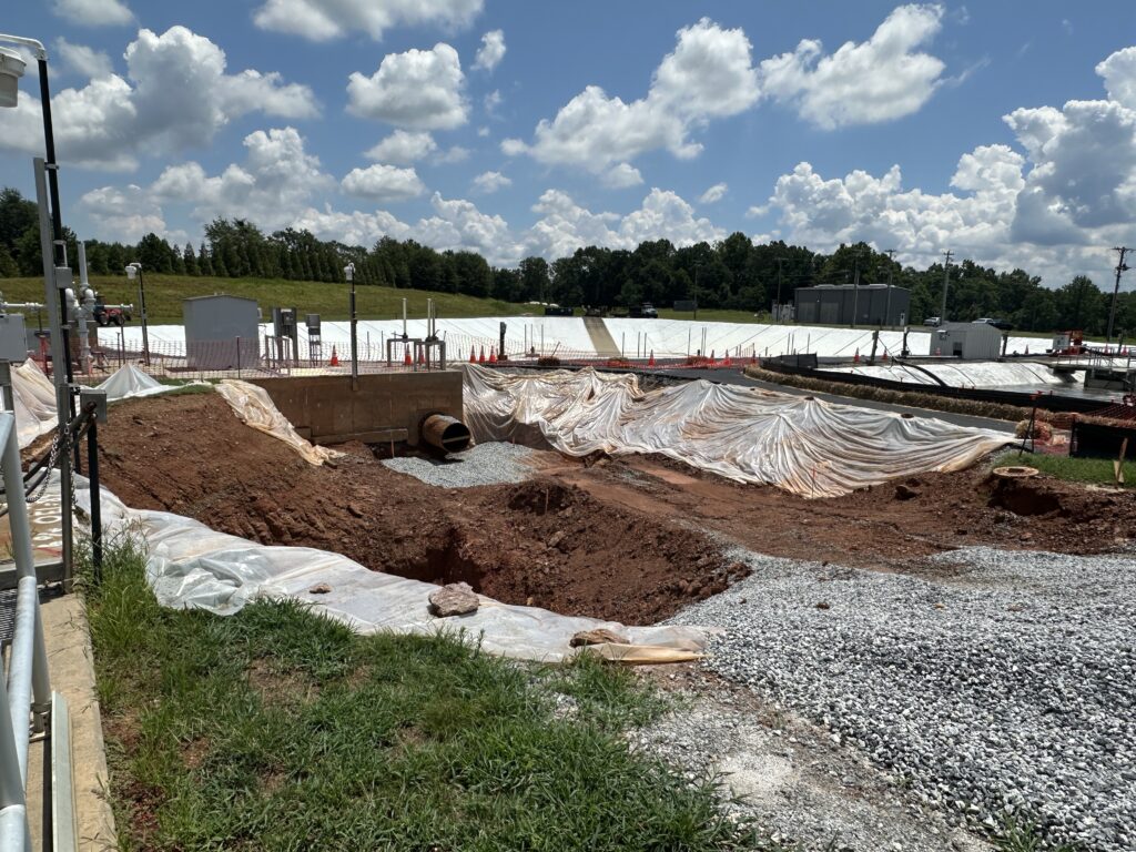 A photo of the construction site at the Maple Creek Wastewater Treatment plant expansion.