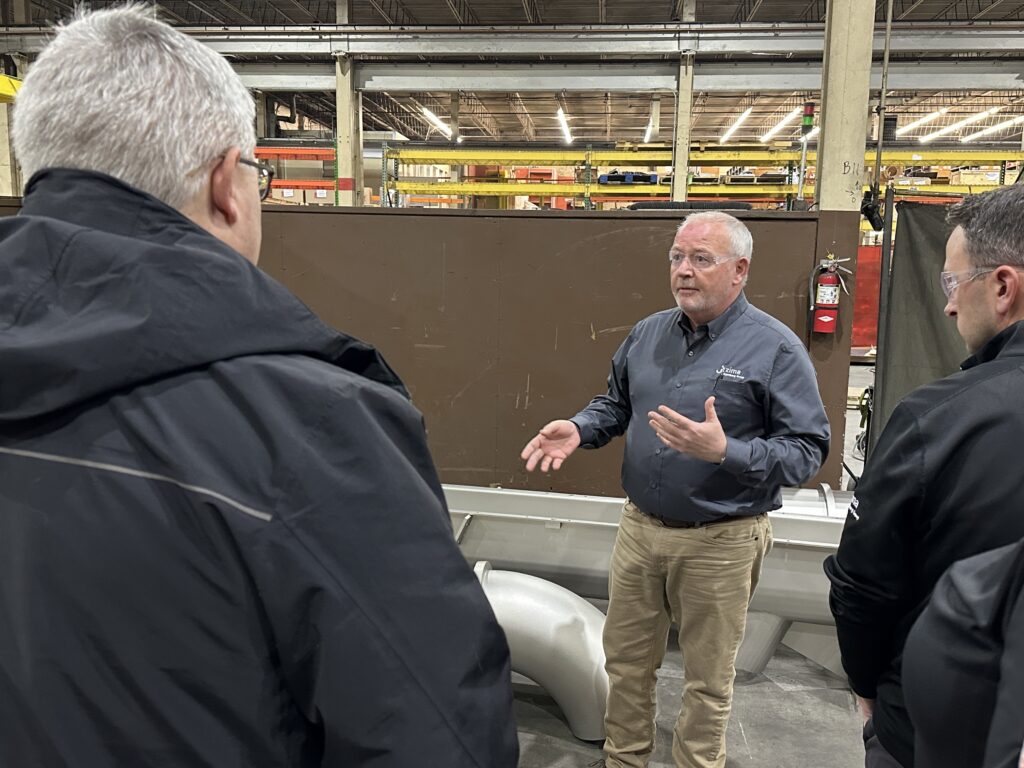 Greer CPW employees at Kusters Water in Spartanburg discussing the upcoming wastewater treatment plant expansion.