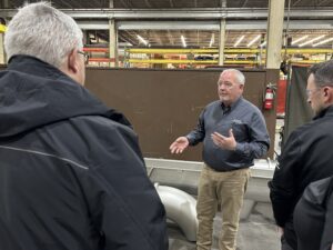 Greer CPW employees at Kusters Water in Spartanburg discussing the upcoming wastewater treatment plant expansion.