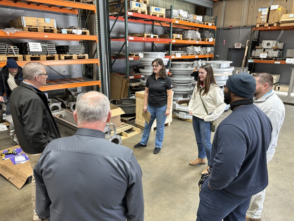 Greer CPW employees at Kusters Water in Spartanburg discussing the upcoming wastewater treatment plant expansion.